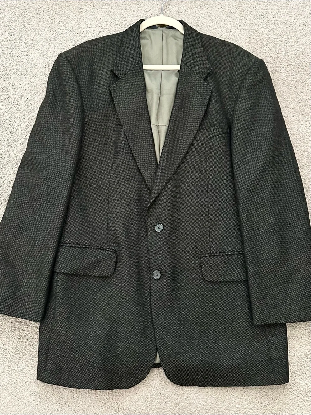 Vintage 90s Oscar De La Renta 100% Wool Dark Green & Brown Blazer Jacket